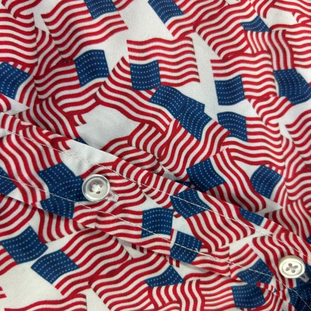 Tropical Collection Mens Shirt Size Large Patriotic USA Flags 4th of July - Picture 5 of 9
